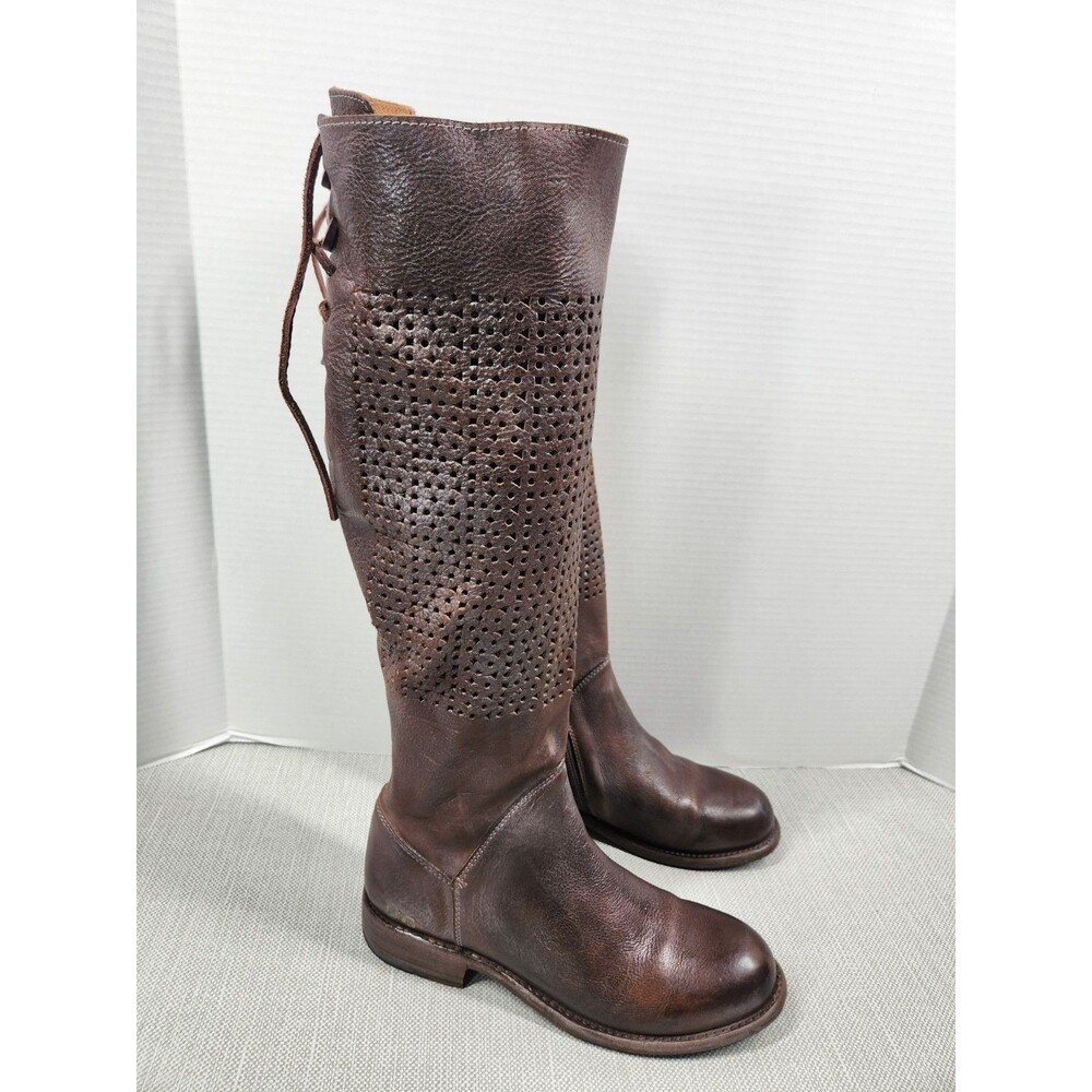 Bed Stu Cambridge Size 8 Tall Boots Distressed Brown Leather Slouchy Perforated